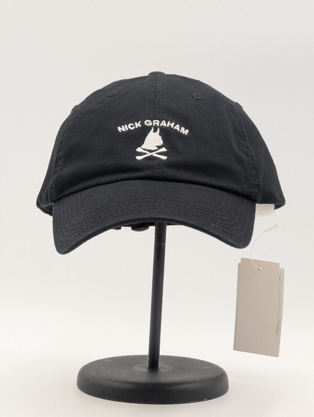 Nick Graham Black Strapback Baseball Cap Hat Adjustable New NWT